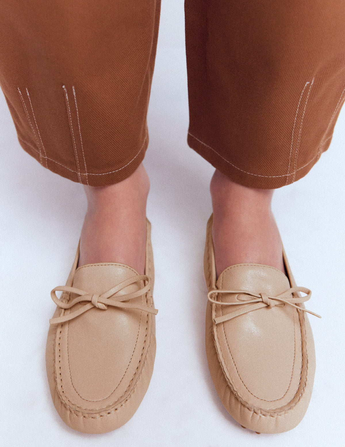 Heidi Stitched Soft Loafers-Ecru - Image 4
