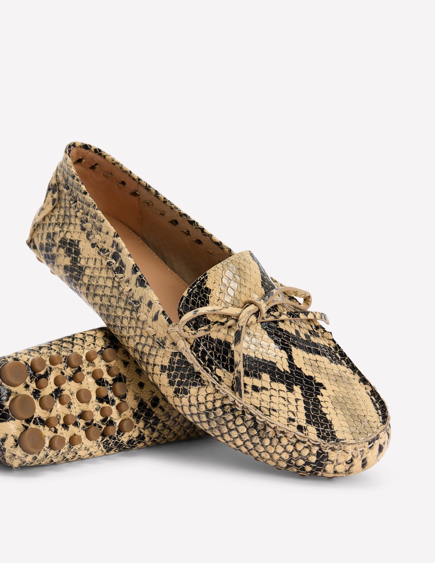 Heidi Stitched Soft Loafers-Snake