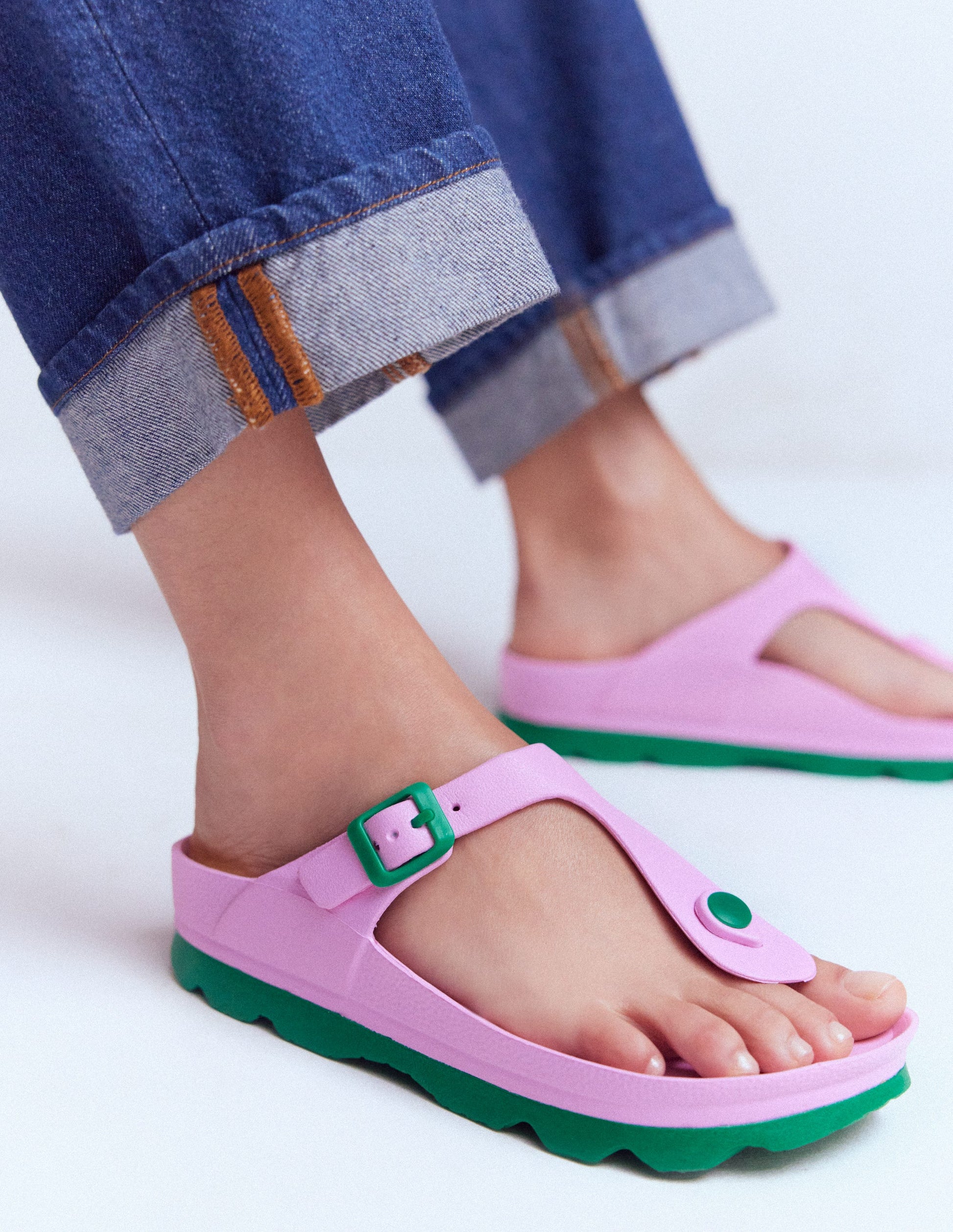 Lyla Toe Post Sandals-Pink/Green-3