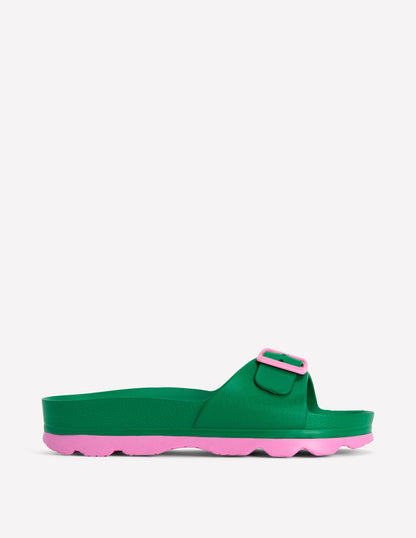 Lyla Single Buckle Sliders-Green/Pink-1