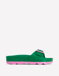 Lyla Single Buckle Sliders-Green/Pink