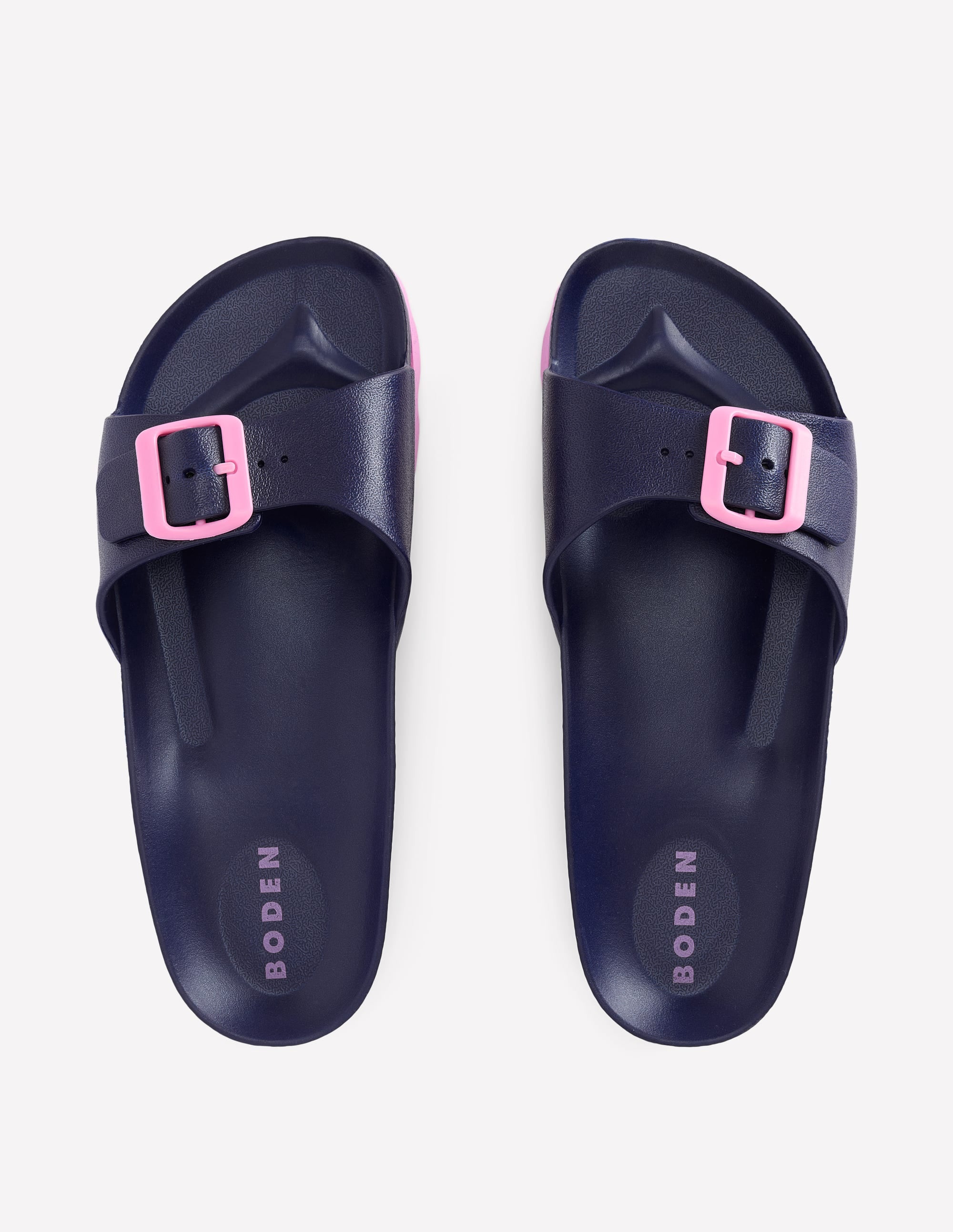 Lyla Single Buckle Sliders - Navy/Pink | Boden USA