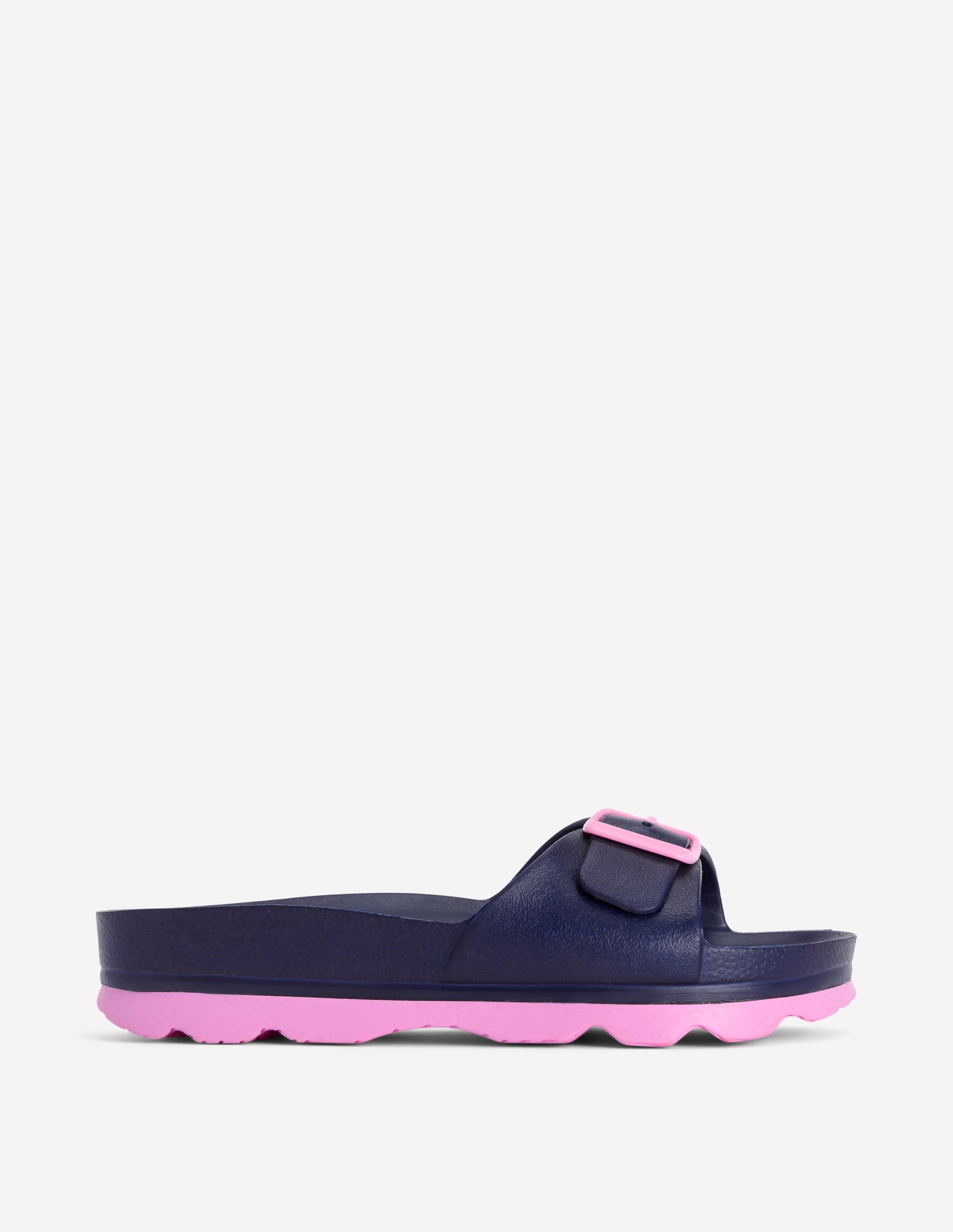 Lyla Single Buckle Sliders-Navy/Pink - Image 1