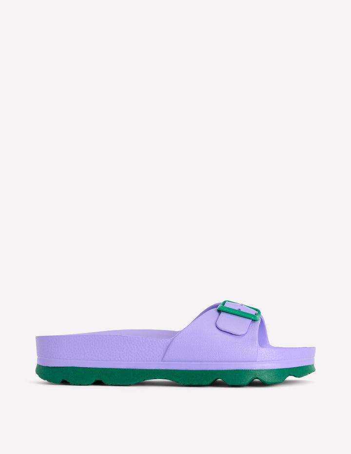 Lyla Single Buckle Sliders-Lilac/Green