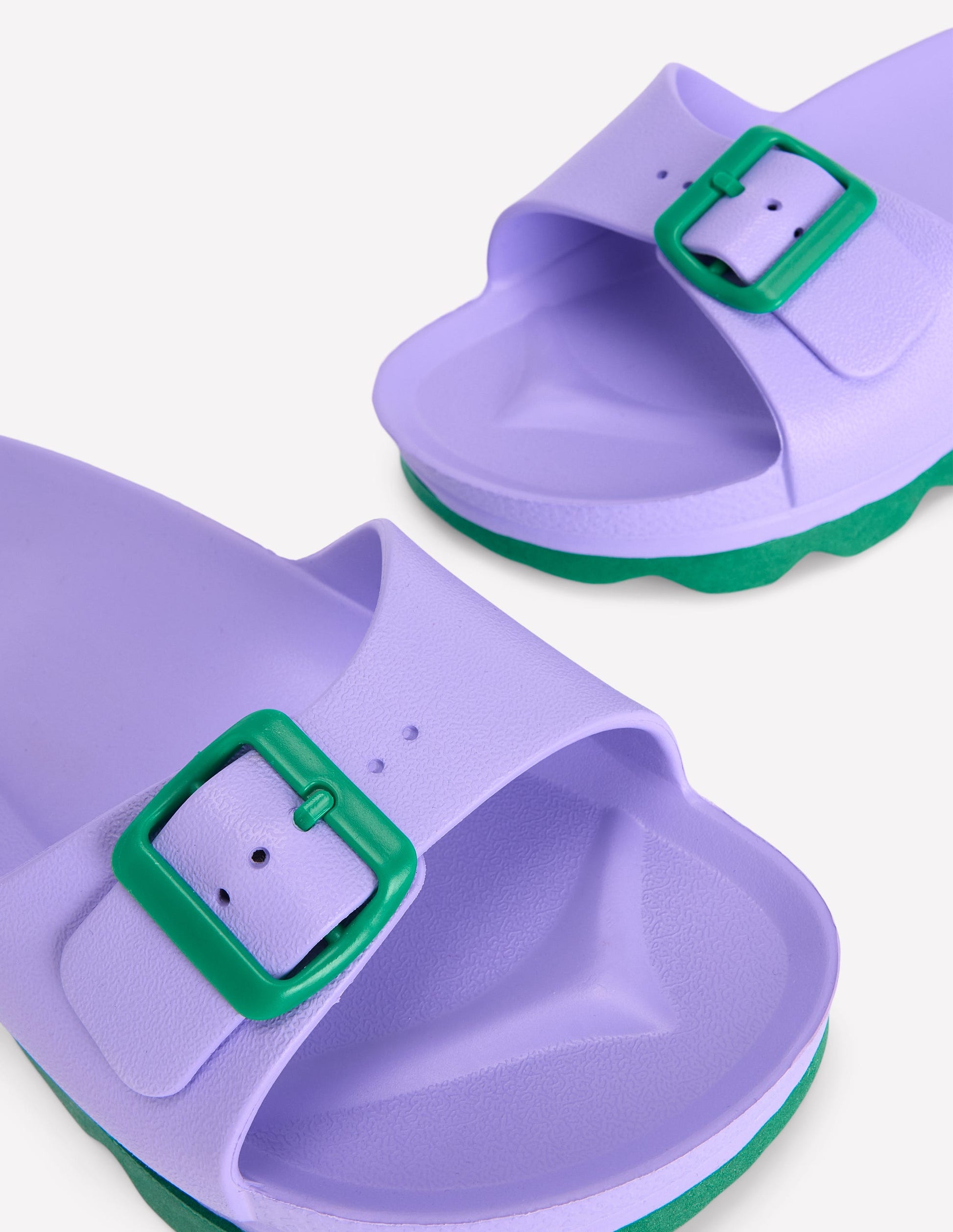 Lyla Single Buckle Sliders-Lilac/Green-5
