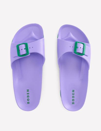 Lyla Single Buckle Sliders-Lilac/Green-6