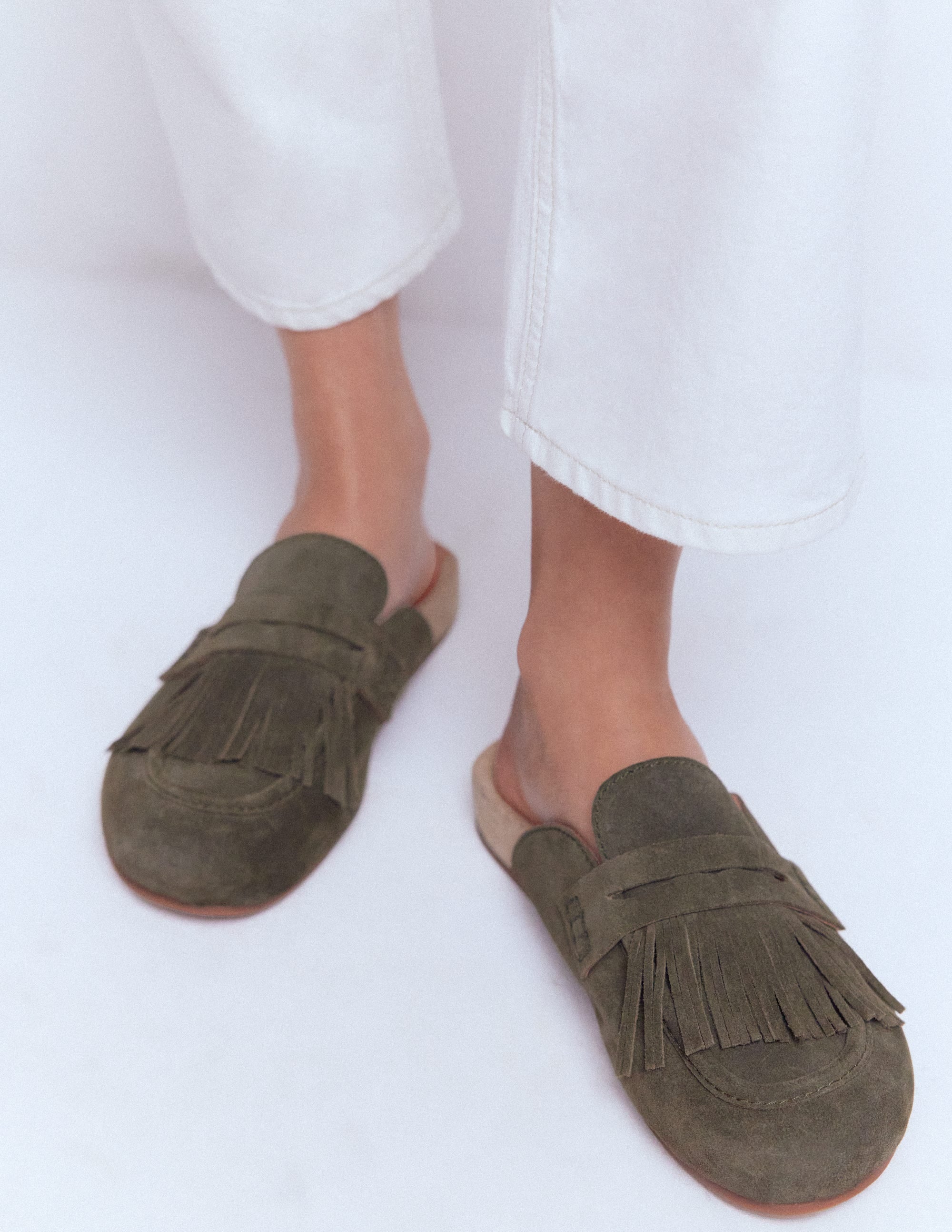 Etta Ghillie Mule Clogs - Deep Olive | Boden USA