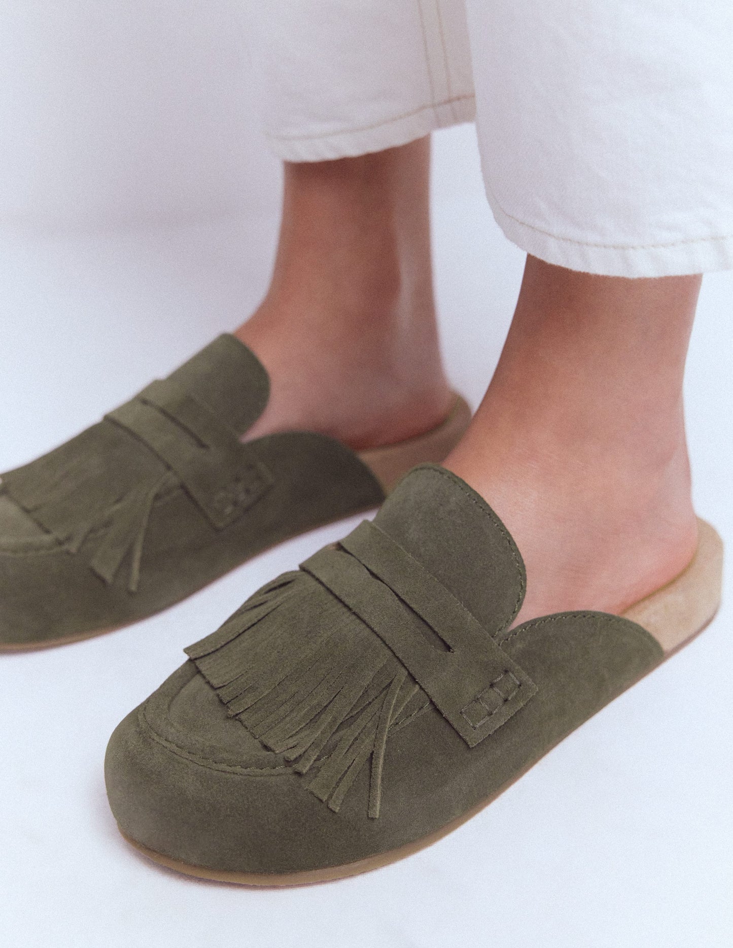 Etta Ghillie Mule Clogs-Deep Olive