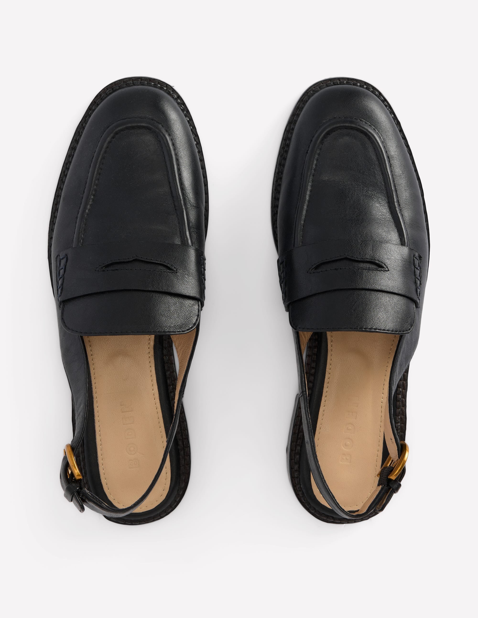 Nya Slingback Penny Loafers-Black | Boden USA