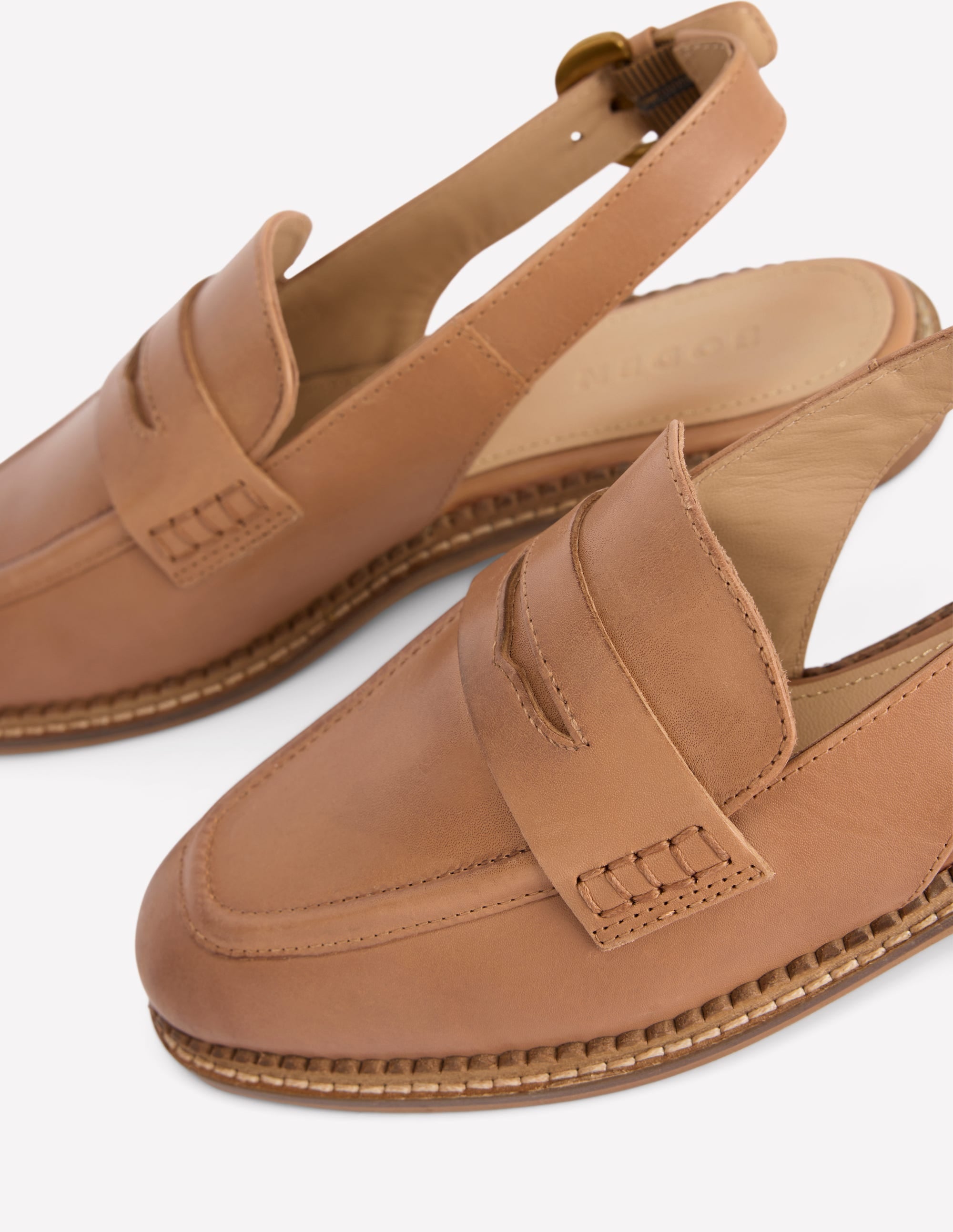 Nya Slingback Penny Loafers-Tan | Boden USA