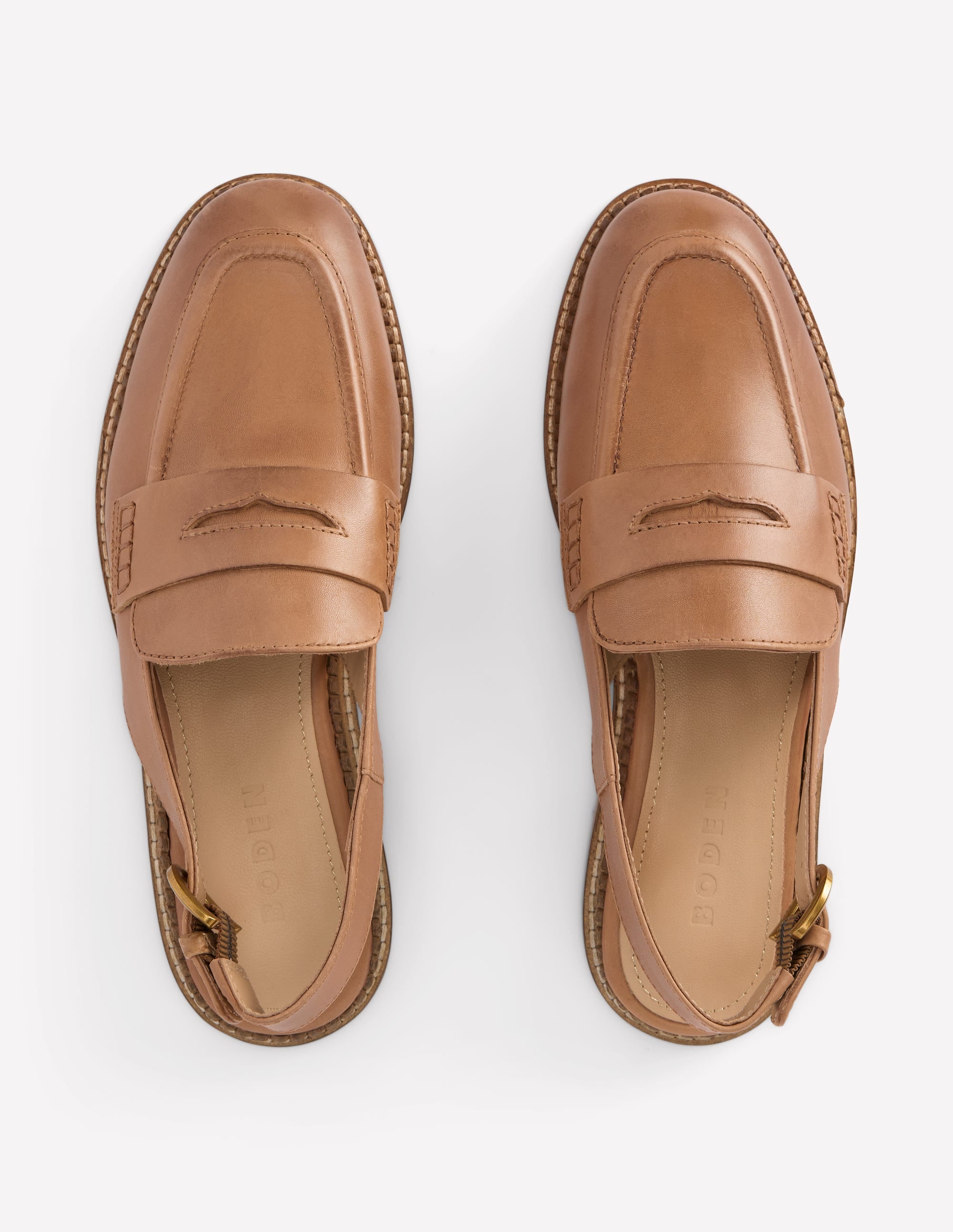 Nya Slingback Penny Loafers-Tan | Boden USA