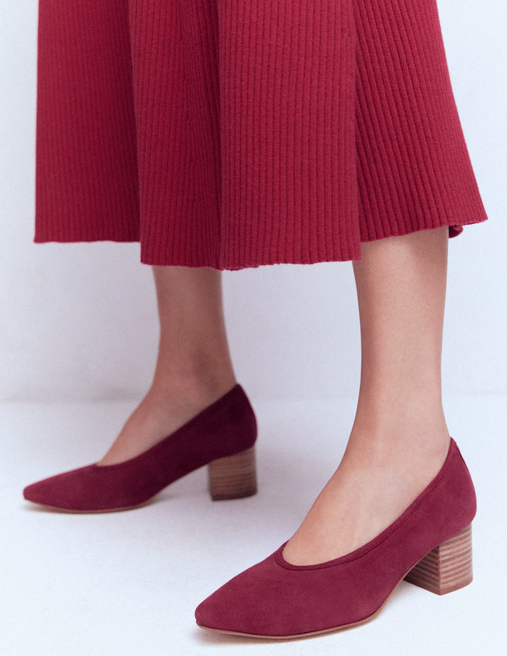 Closed Back Block Heel-Red
