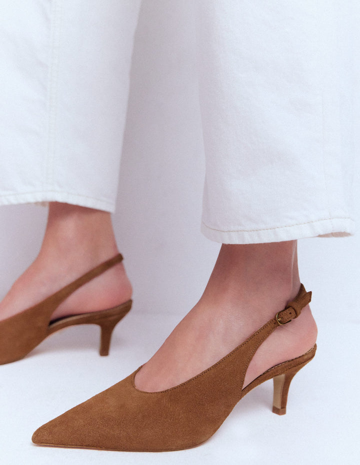 High Cut Slingback Court-Tan