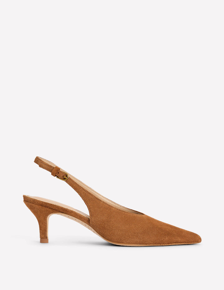 High Cut Slingback Court-Tan