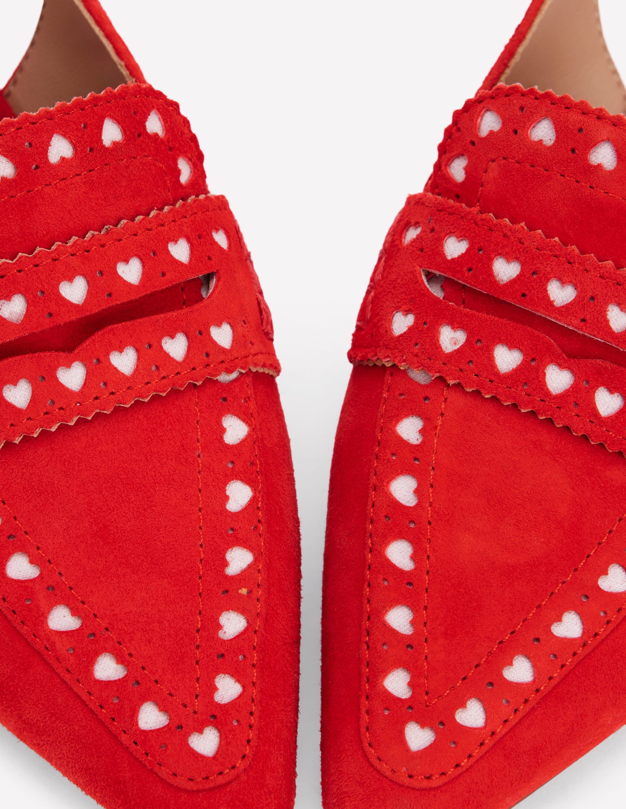 Brogue Slingback Kitten Heel-Red - Image 5