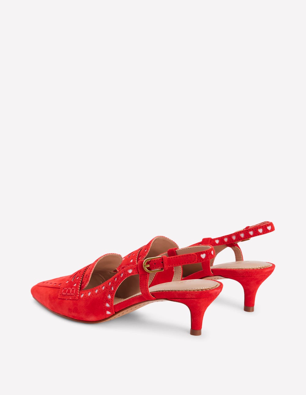 Brogue Slingback Kitten Heel-Red - Image 6