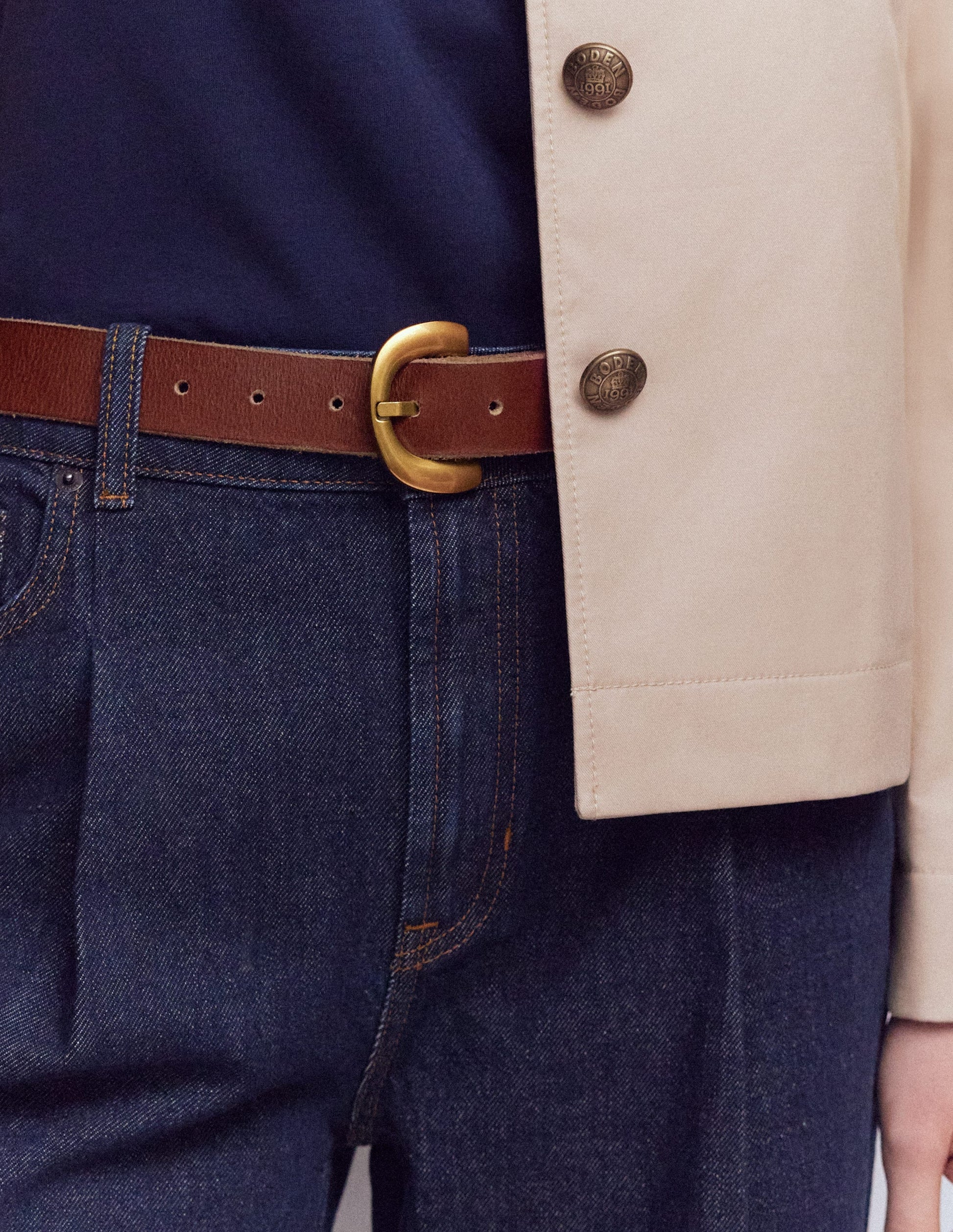 Chunky Buckle Belt-Dark Tan-2