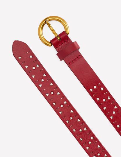 Brogue Cut Belt-Red-3