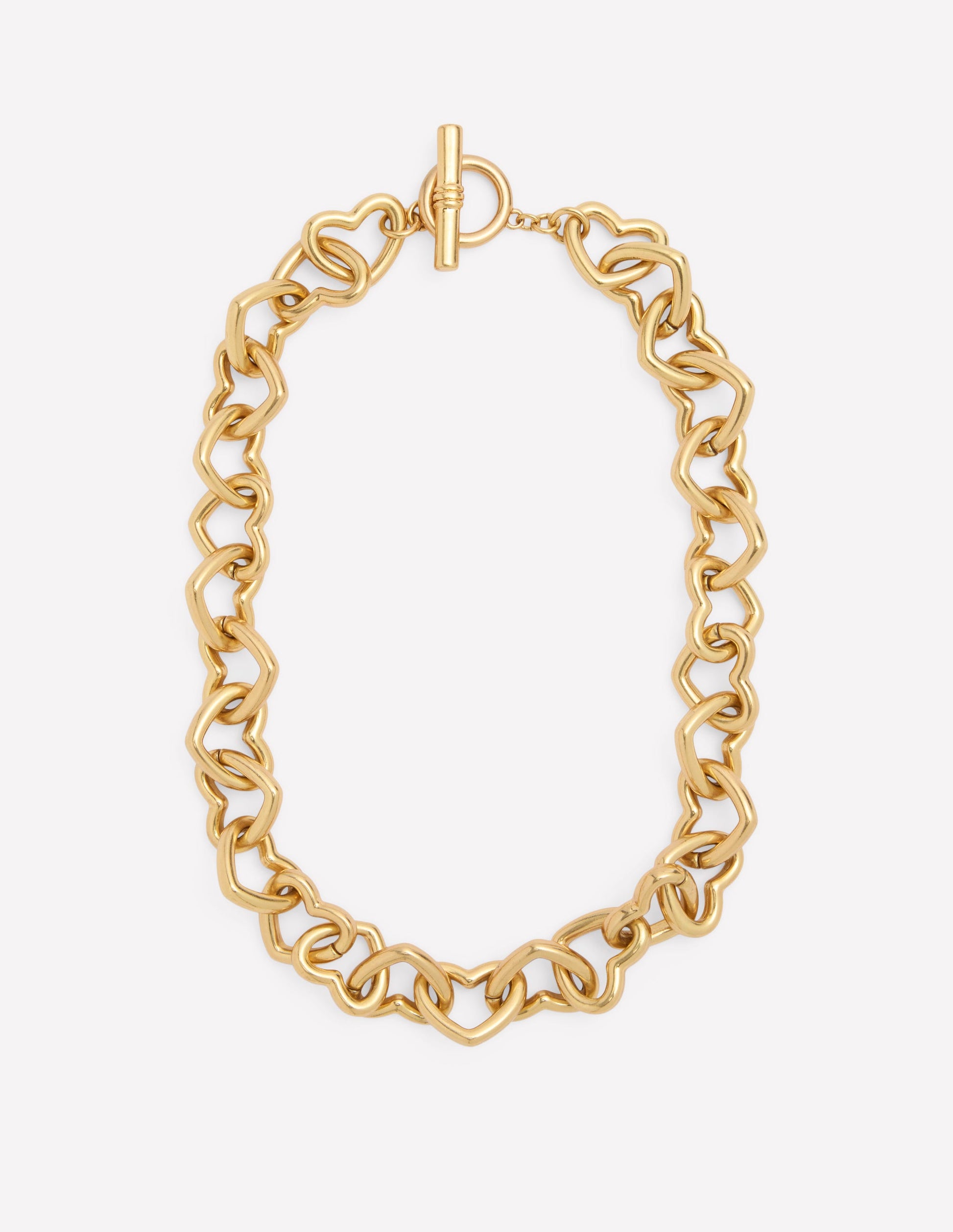 Chunky Heart Chain Necklace-Gold Colour-1