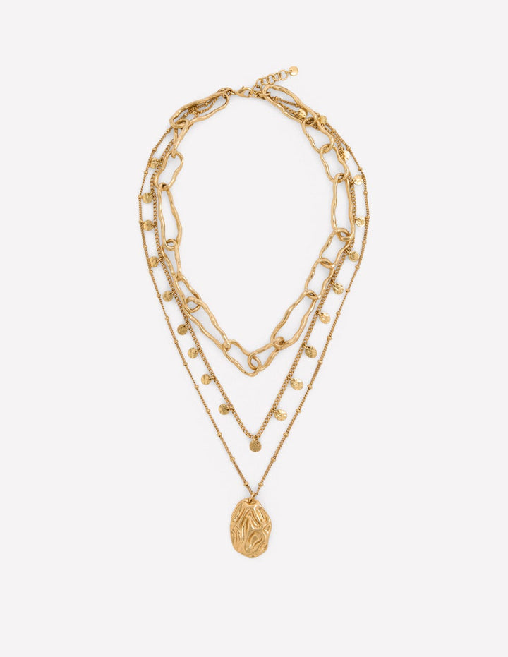 Irregular Layered Necklace-Gold Colour