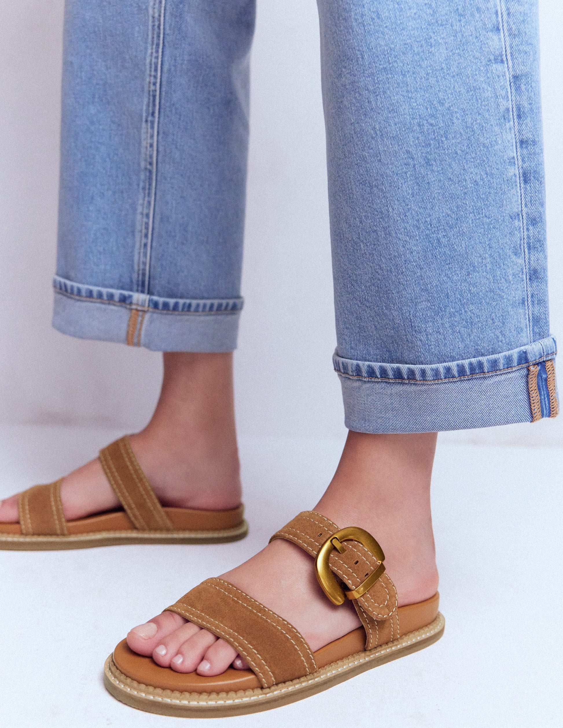 Caryl Double Strap Sandals-Tan-1