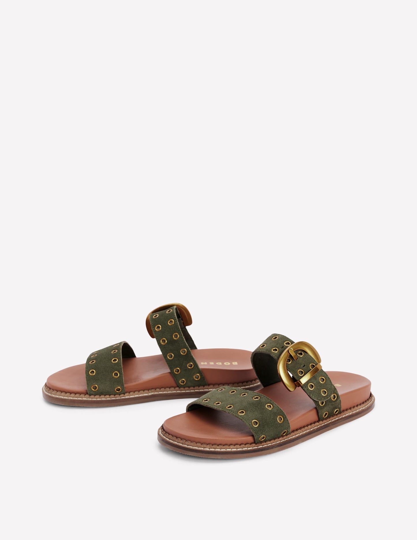 Caryl Double Strap Sandals-Deep Olive