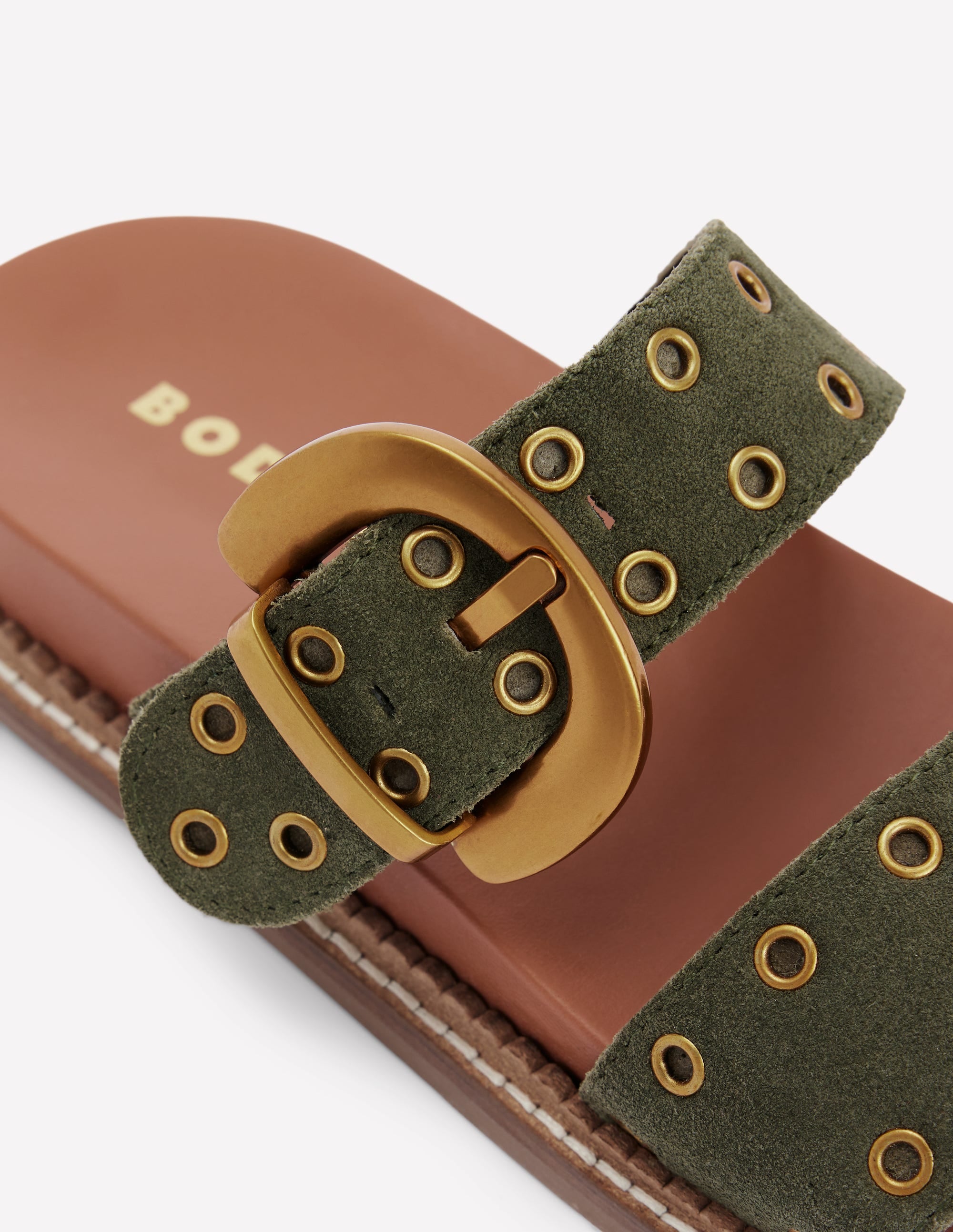Caryl Double Strap Sandals-Deep Olive - Image 4