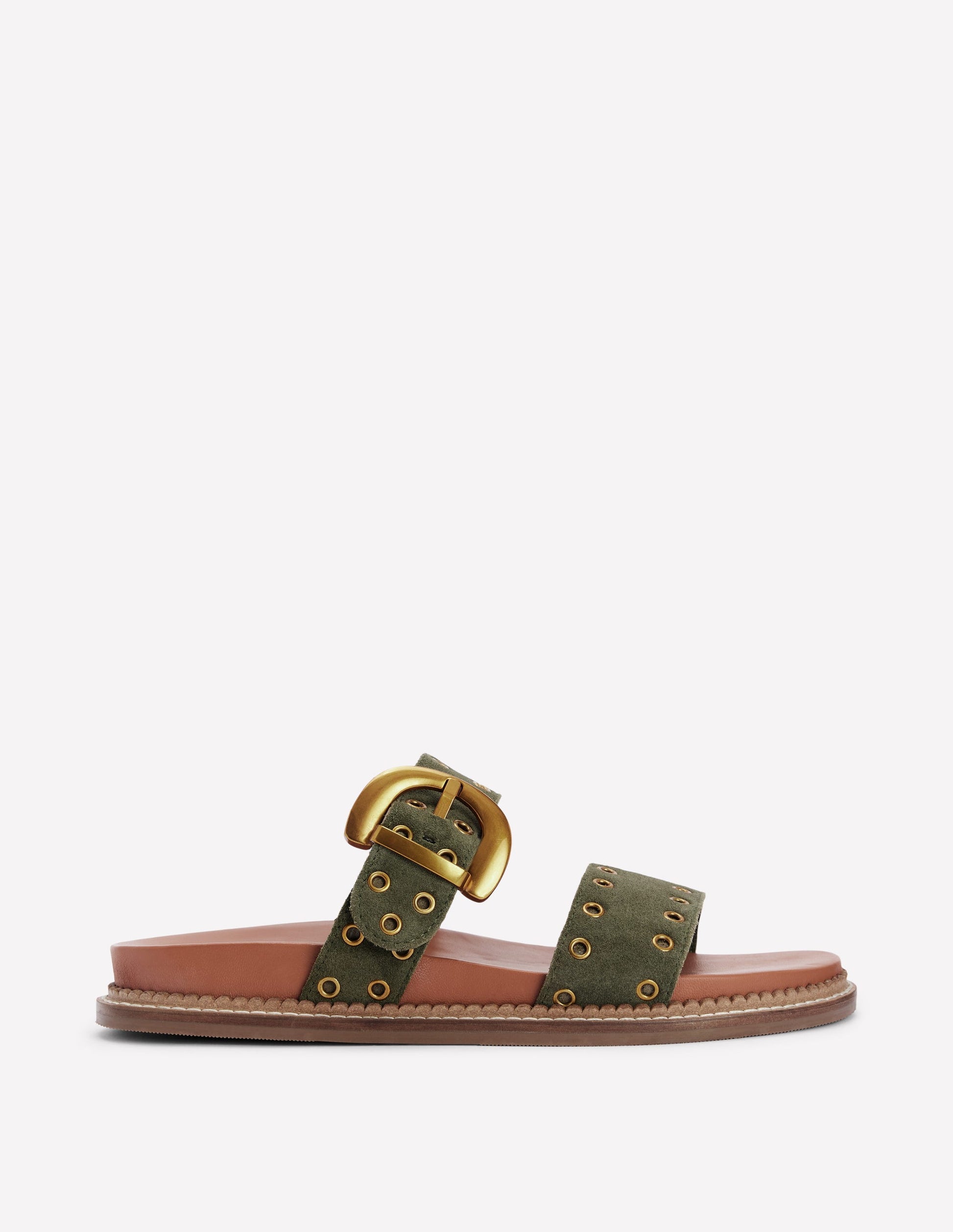 Caryl Double Strap Sandals-Deep Olive-1