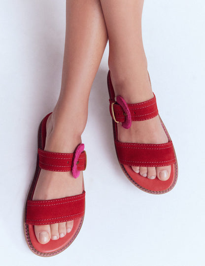 Caryl Double Strap Sandals-Post Box Red-2
