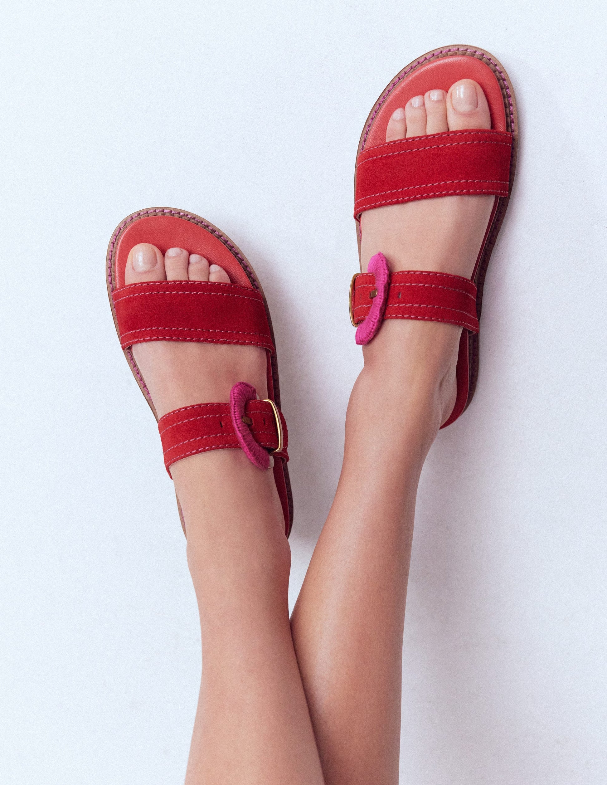 Caryl Double Strap Sandals-Post Box Red-3