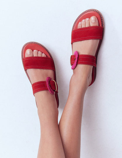 Caryl Double Strap Sandals-Post Box Red-3