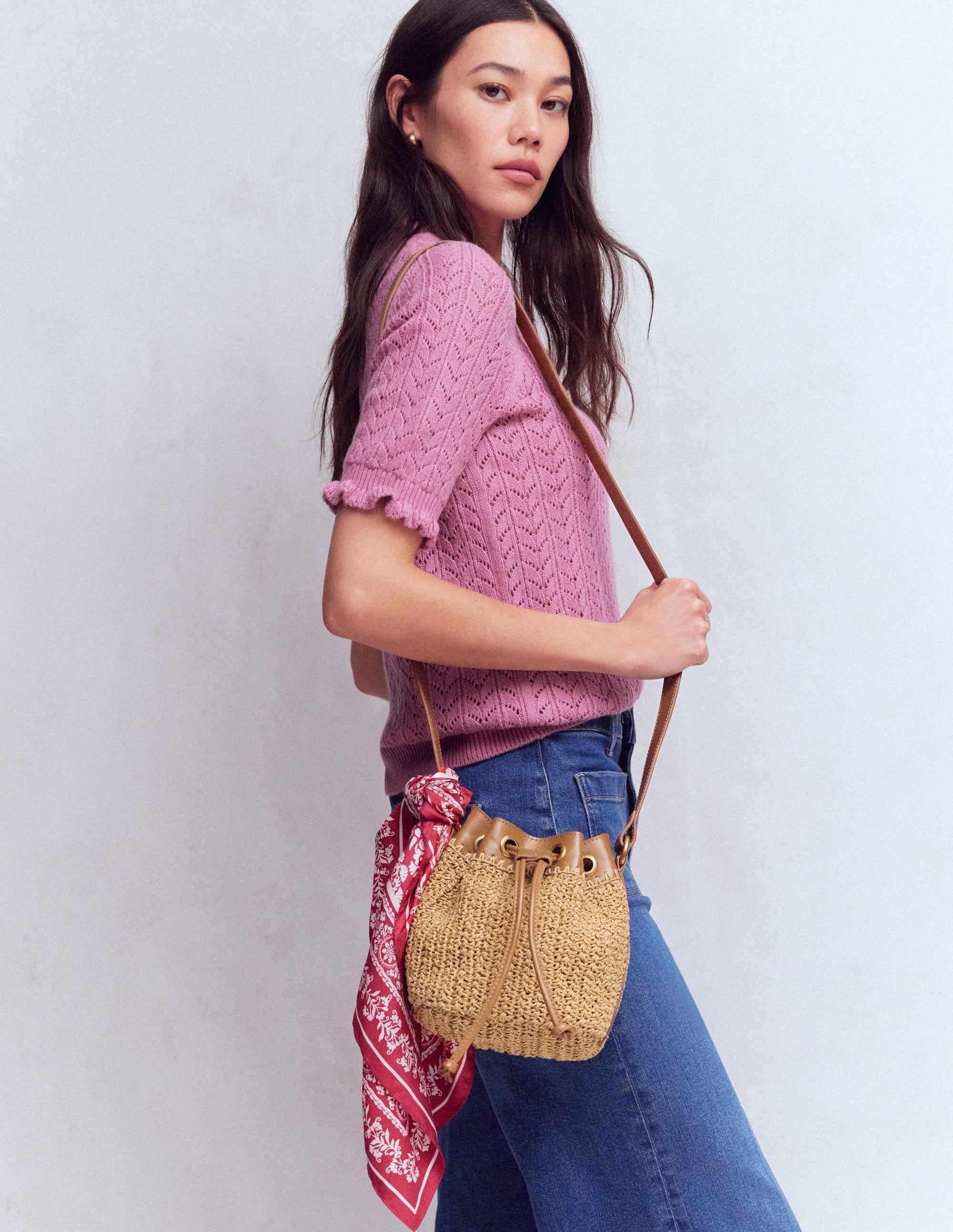 Mini Straw Bucket Bag-Natural Raffia - Image 2