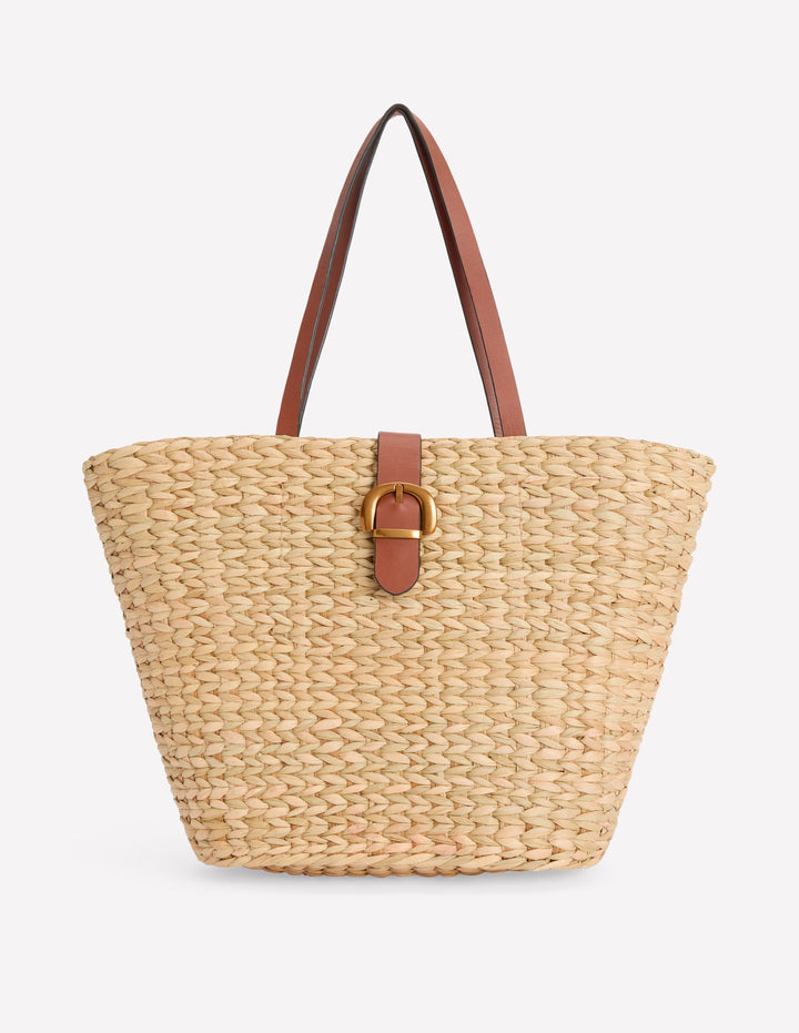 Buckle Tote-Natural Raffia