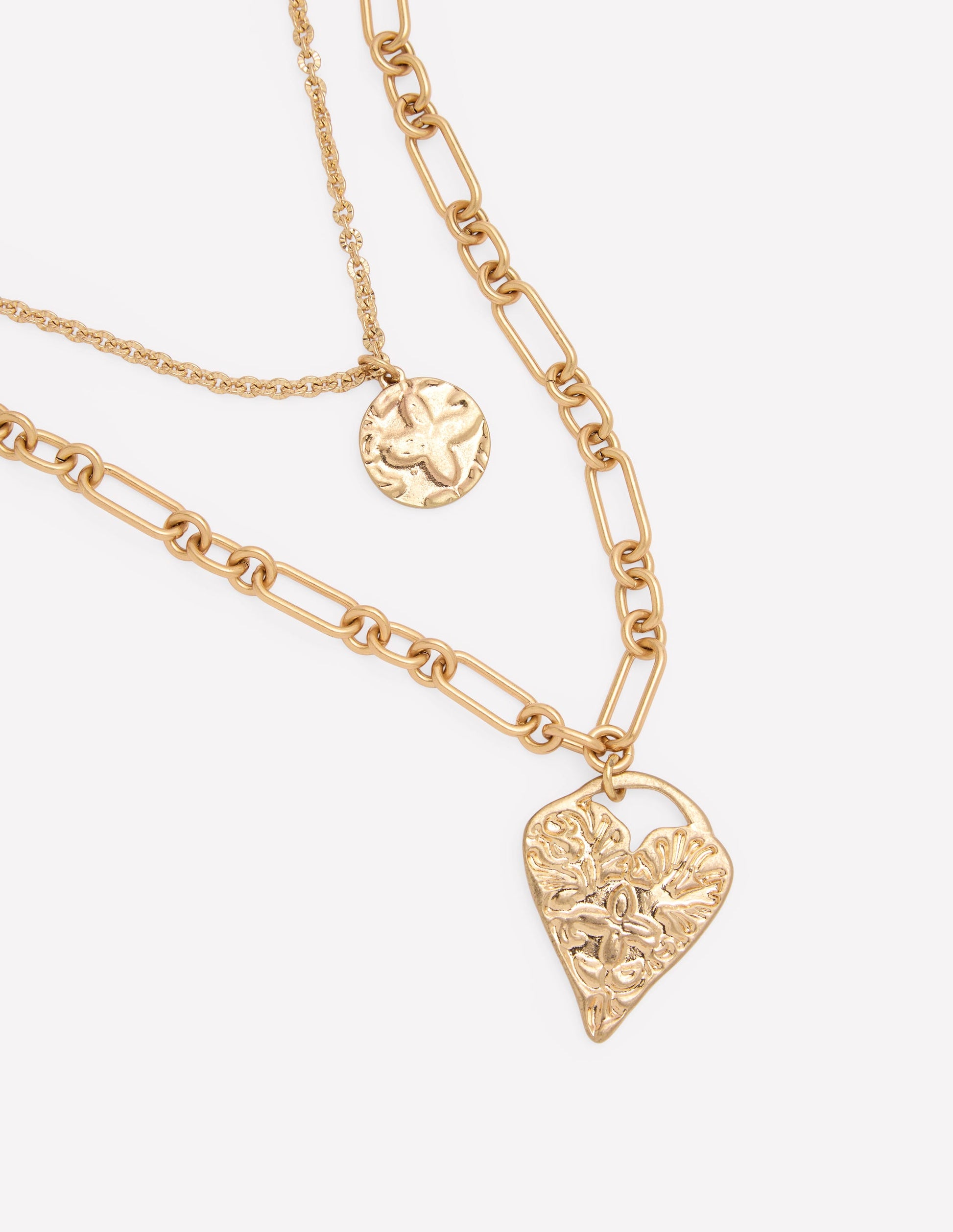 Heart Stamp Layer Necklace-Gold Colour-3
