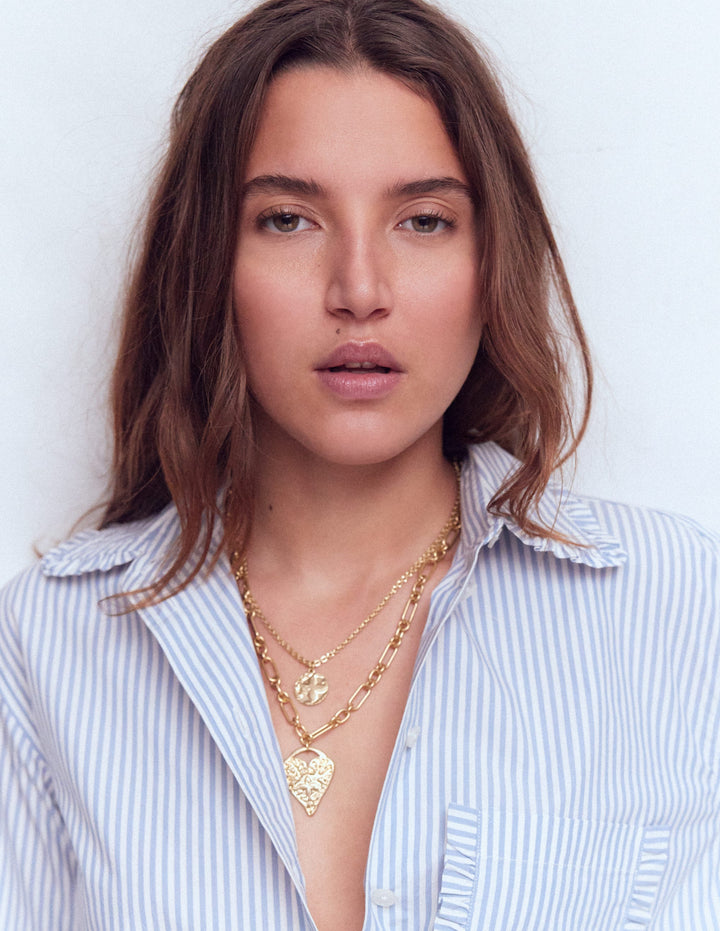 Heart Stamp Layer Necklace-Gold Colour