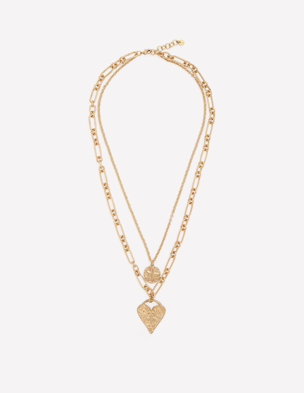 Heart Stamp Layer Necklace-Gold Colour-1