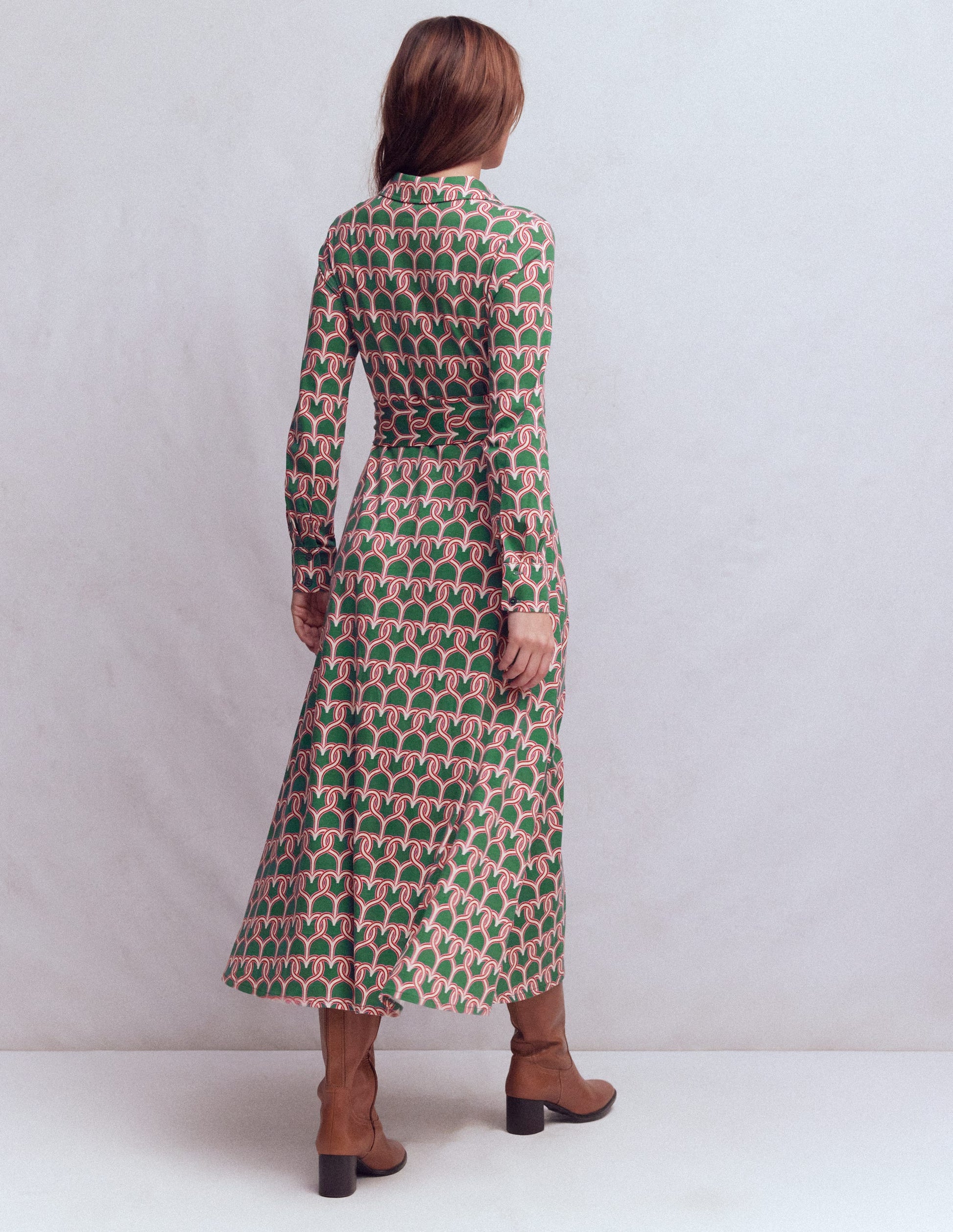 Marcia Jersey Shirt Dress-Hunter Green, Heart Link | Boden USA Marcia Jersey Shirt Dress-Hunter Green, Heart Link | Boden USA