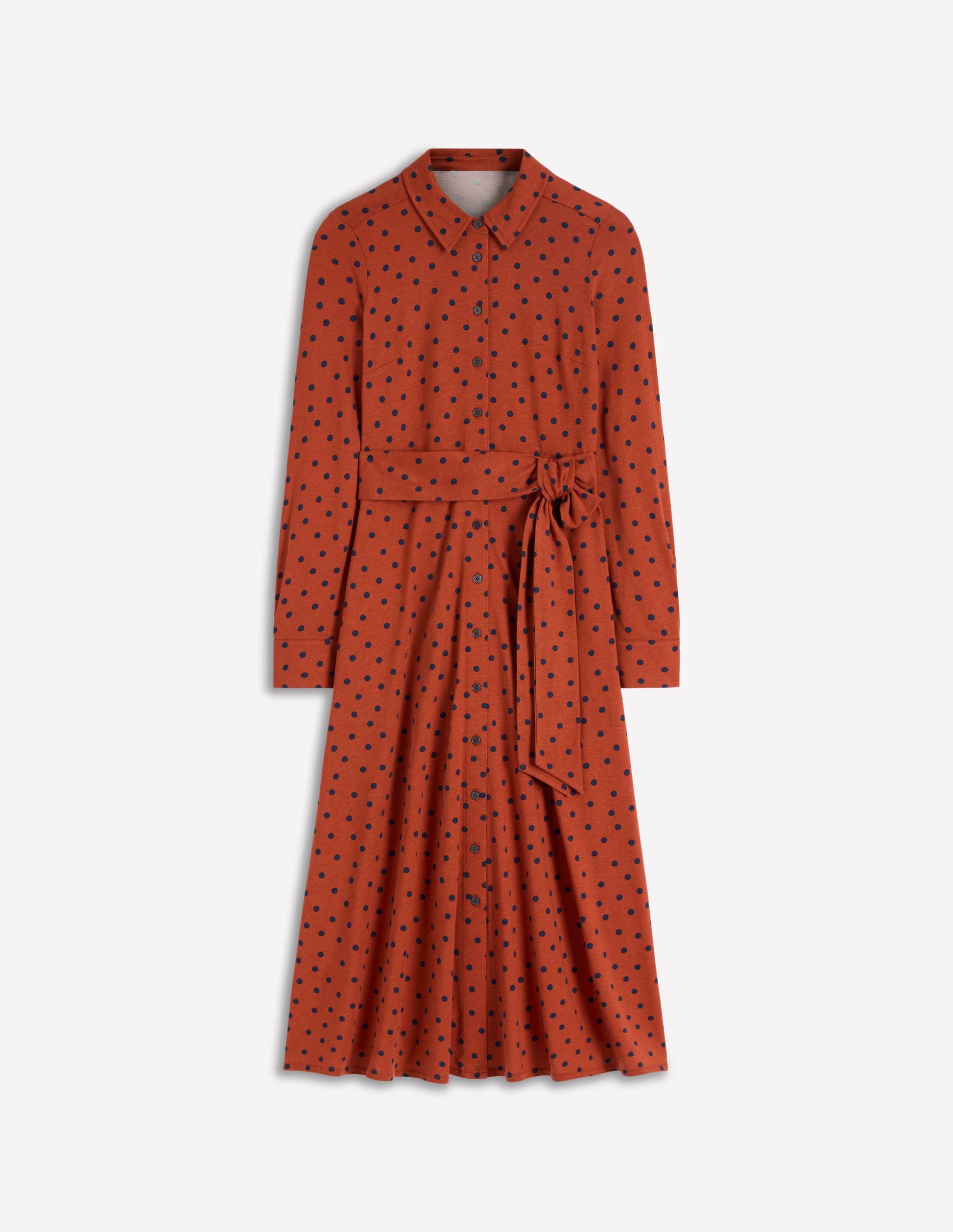 Marcia Jersey Shirt Dress-Burnt Orange, Navy Spot | Boden USA Marcia Jersey Shirt Dress-Burnt Orange, Navy Spot | Boden USA