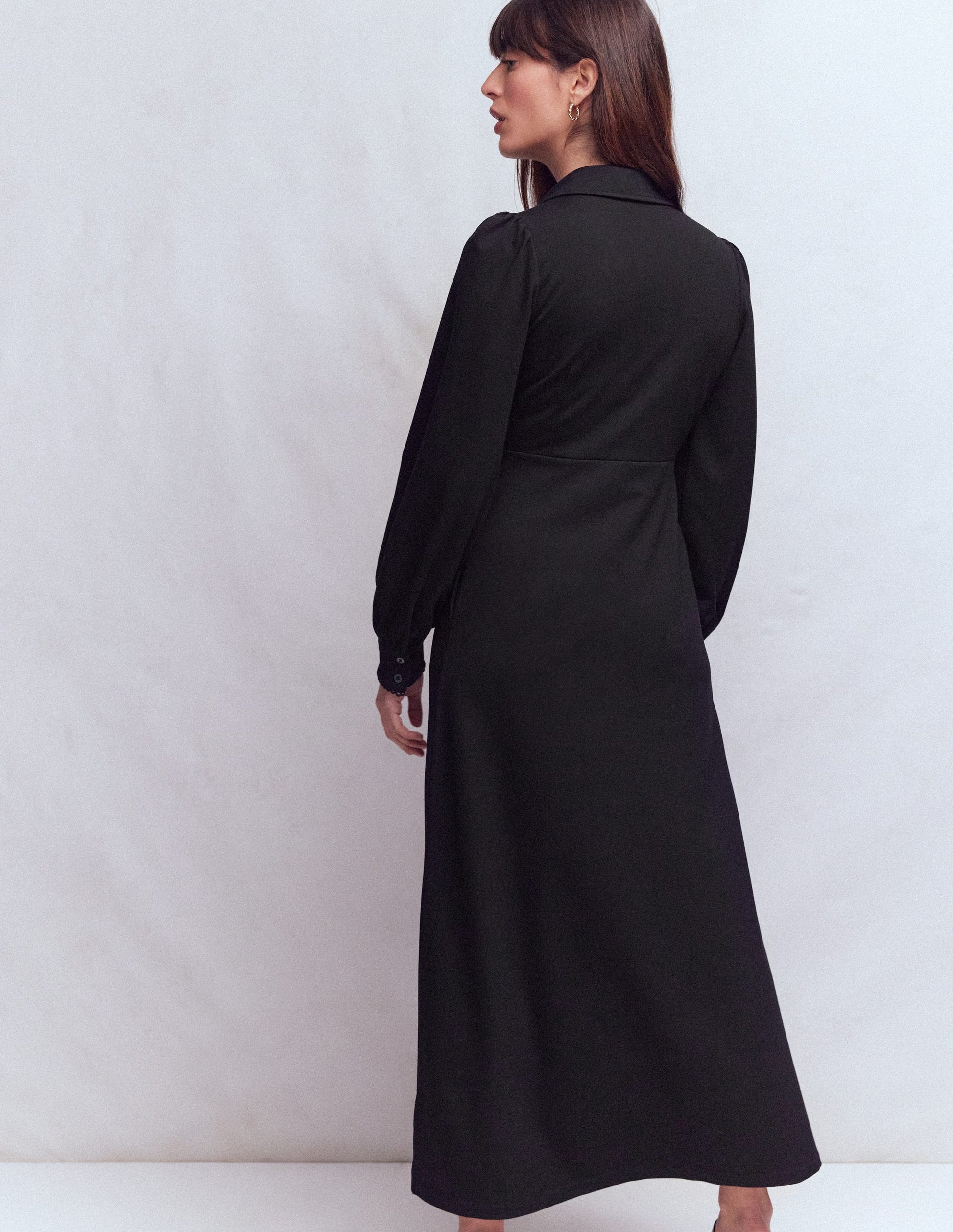 Boden Women's Pip Zip-Up Ponte Midi Dress in Black | Size 6 Boden Women's Pip Zip-Up Ponte Midi Dress in Black | Size 6
