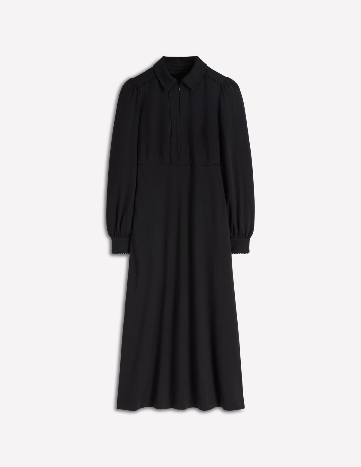 Pip Zip-Up Ponte Midi Dress-Black - Image 5