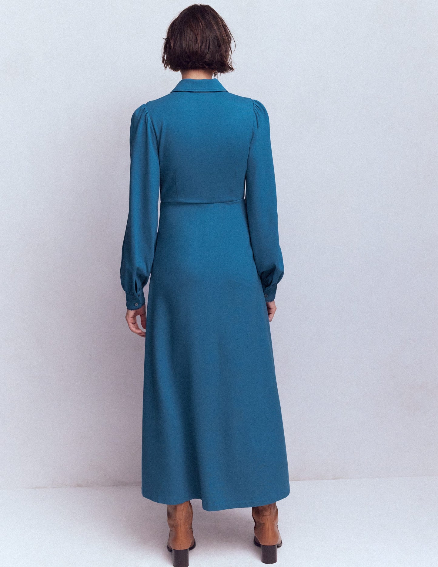 Pip Zip-Up Ponte Midi Dress-Tourmaline Blue