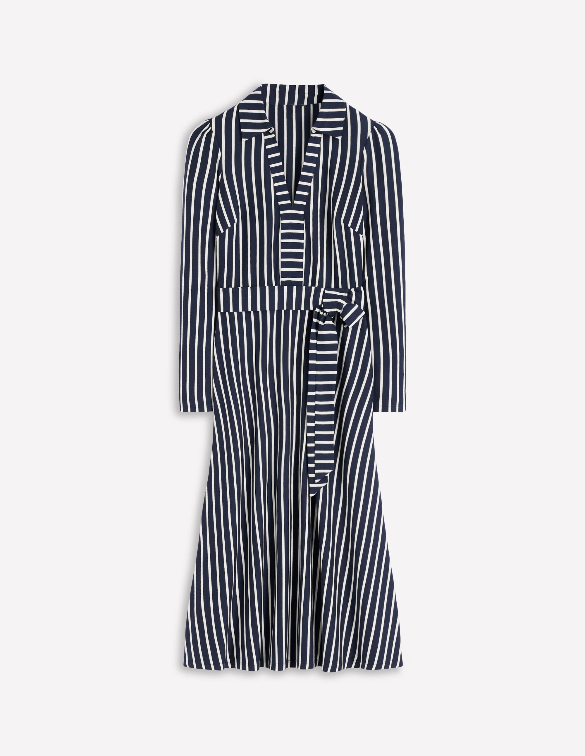 Imogen Collared Jersey Dress-French Navy and Ivory Stripe - Image 5