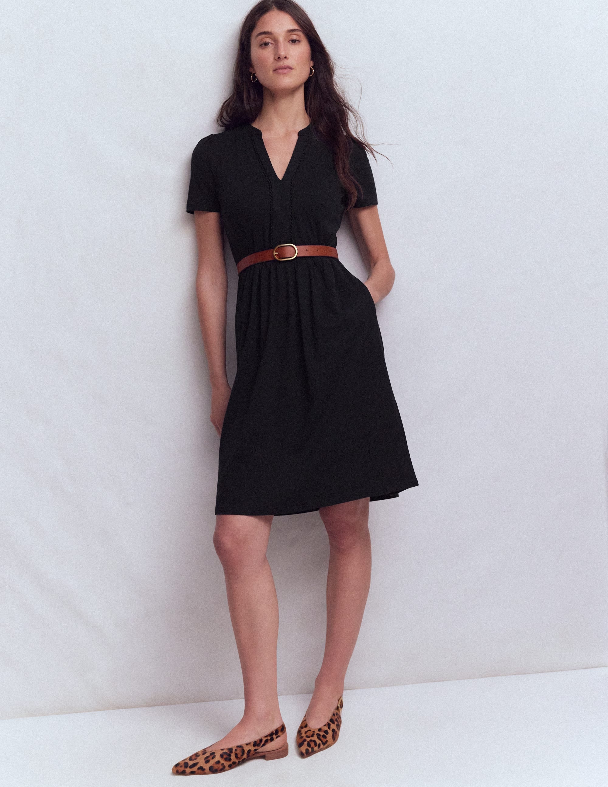 Naomi Short Sleeve Dress - Black | Boden USA