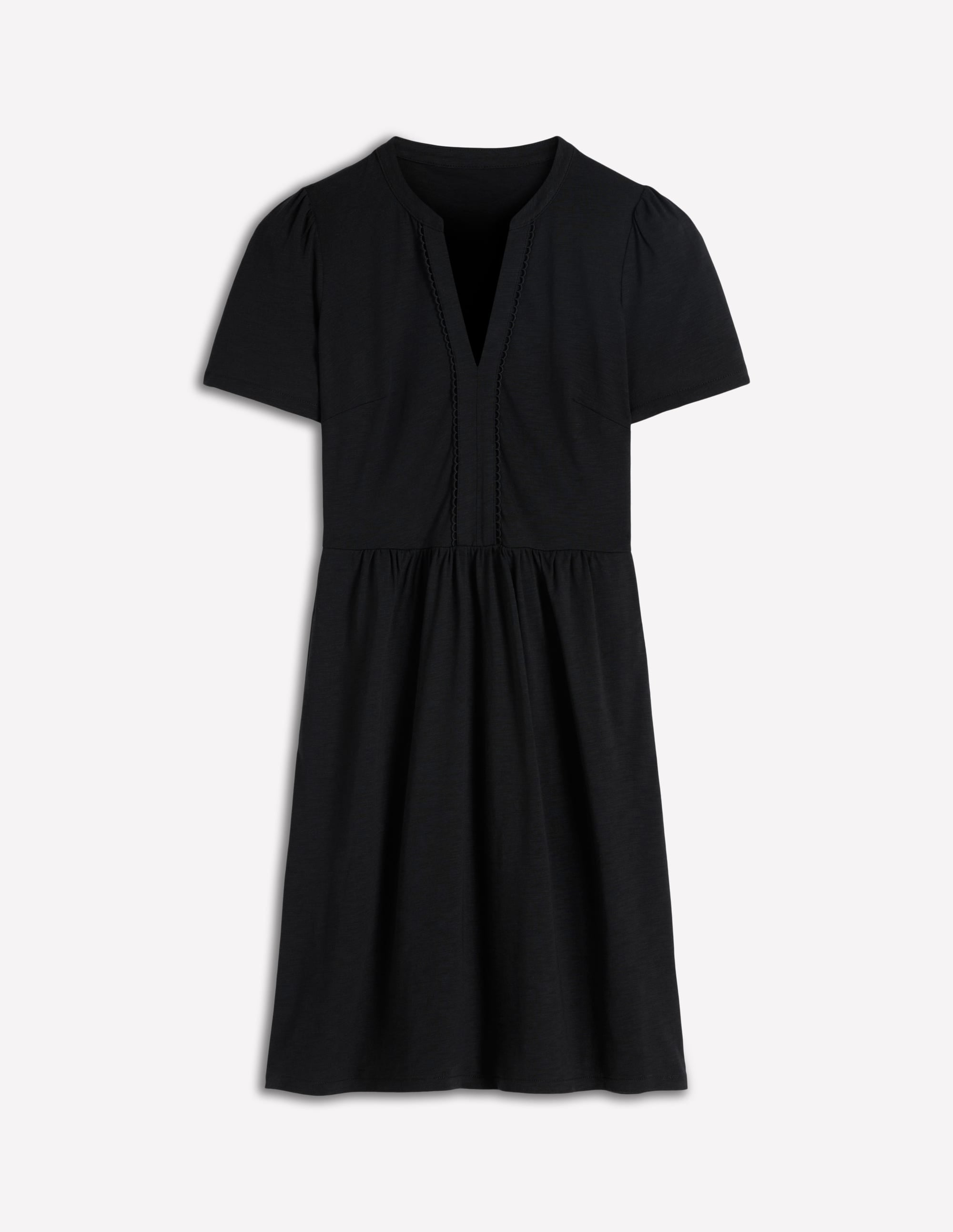 short sleeve black dress with pockets Black Short Sleeve Babydoll Dress - Mini Dresses