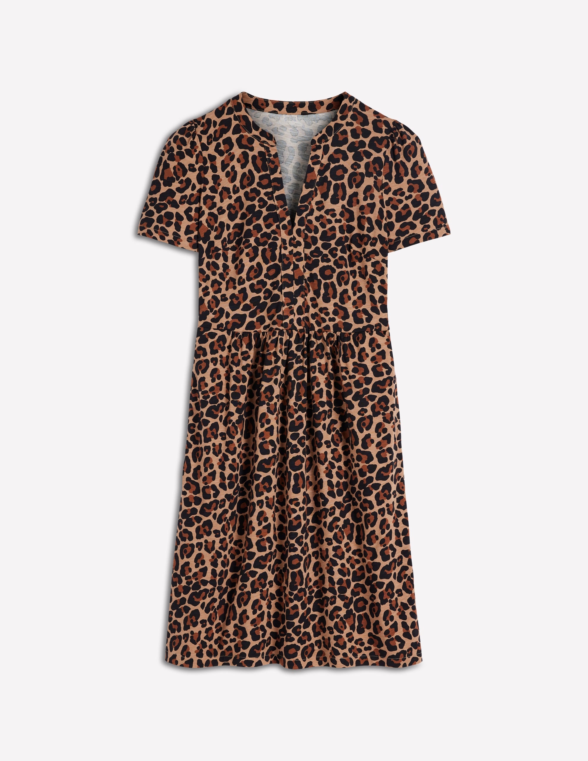 short sleeve cheetah dress Lavishia Brown Leopard Print Midi Dress Women's Wedding Guest Cocktail Slim Fit Round Neck Short Sleeve Pleated Mesh Slit Bodycon Elegant Ca,S