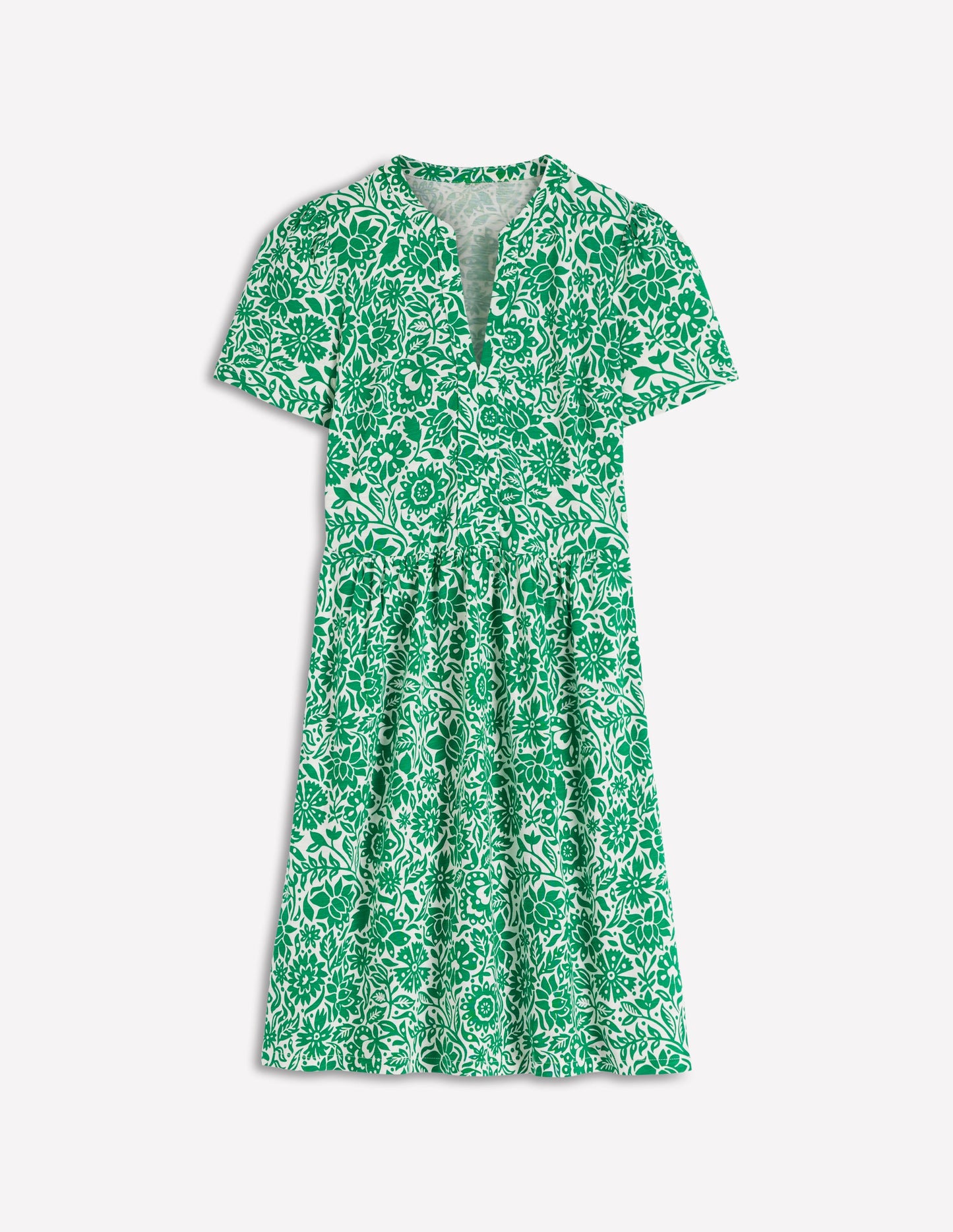 Naomi Short Jersey Dress-Fresh Green, Meadow Scatter