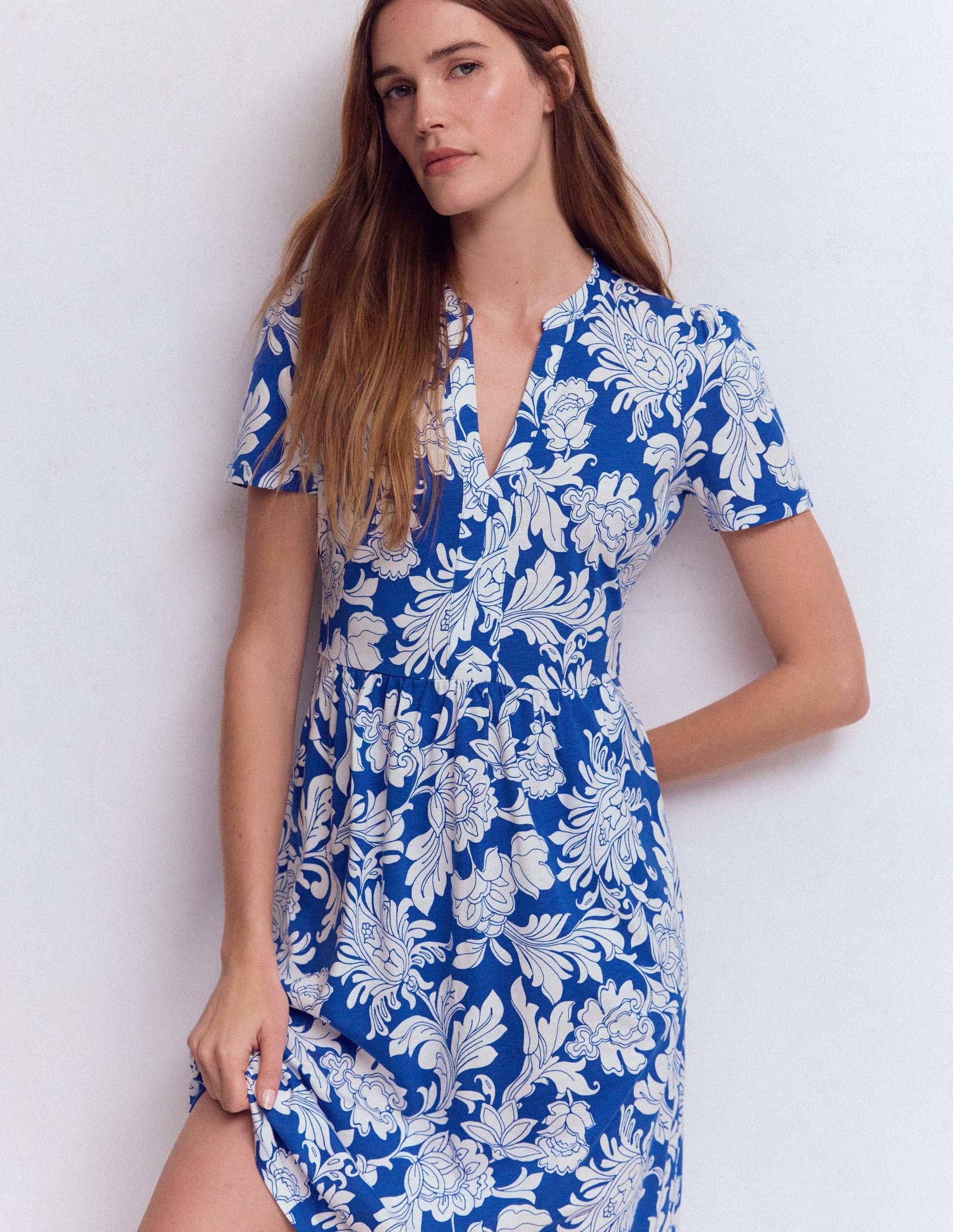 Naomi Short Sleeve Dress-Blue, Botanical Flourish Mono | Boden USA Naomi Short Sleeve Dress-Blue, Botanical Flourish Mono | Boden USA