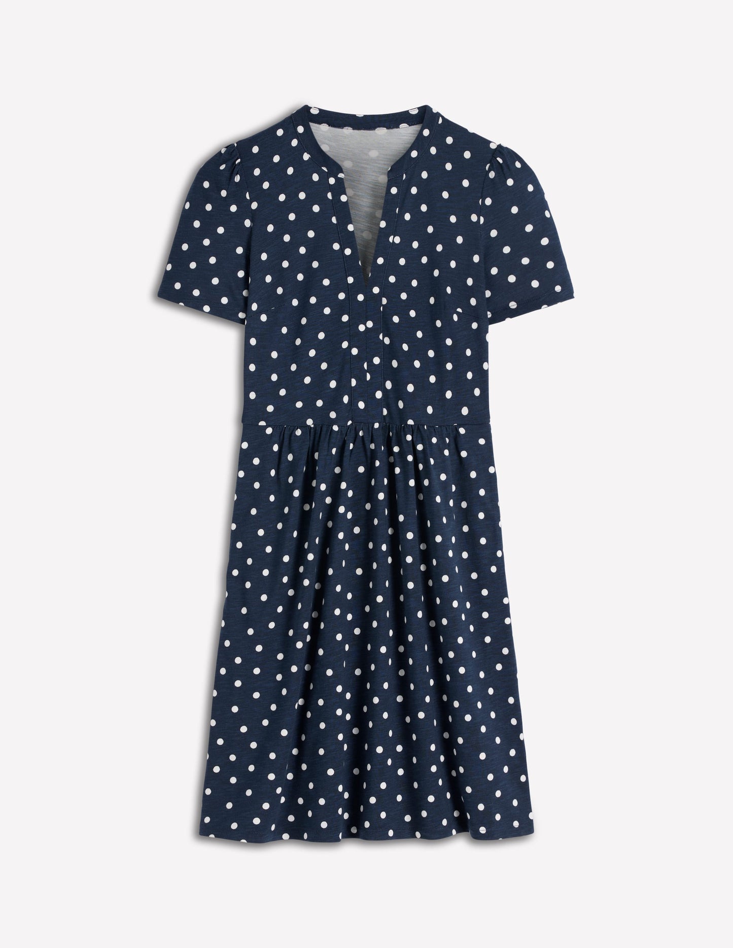 Naomi Short Jersey Dress-French Navy, Painted Dot