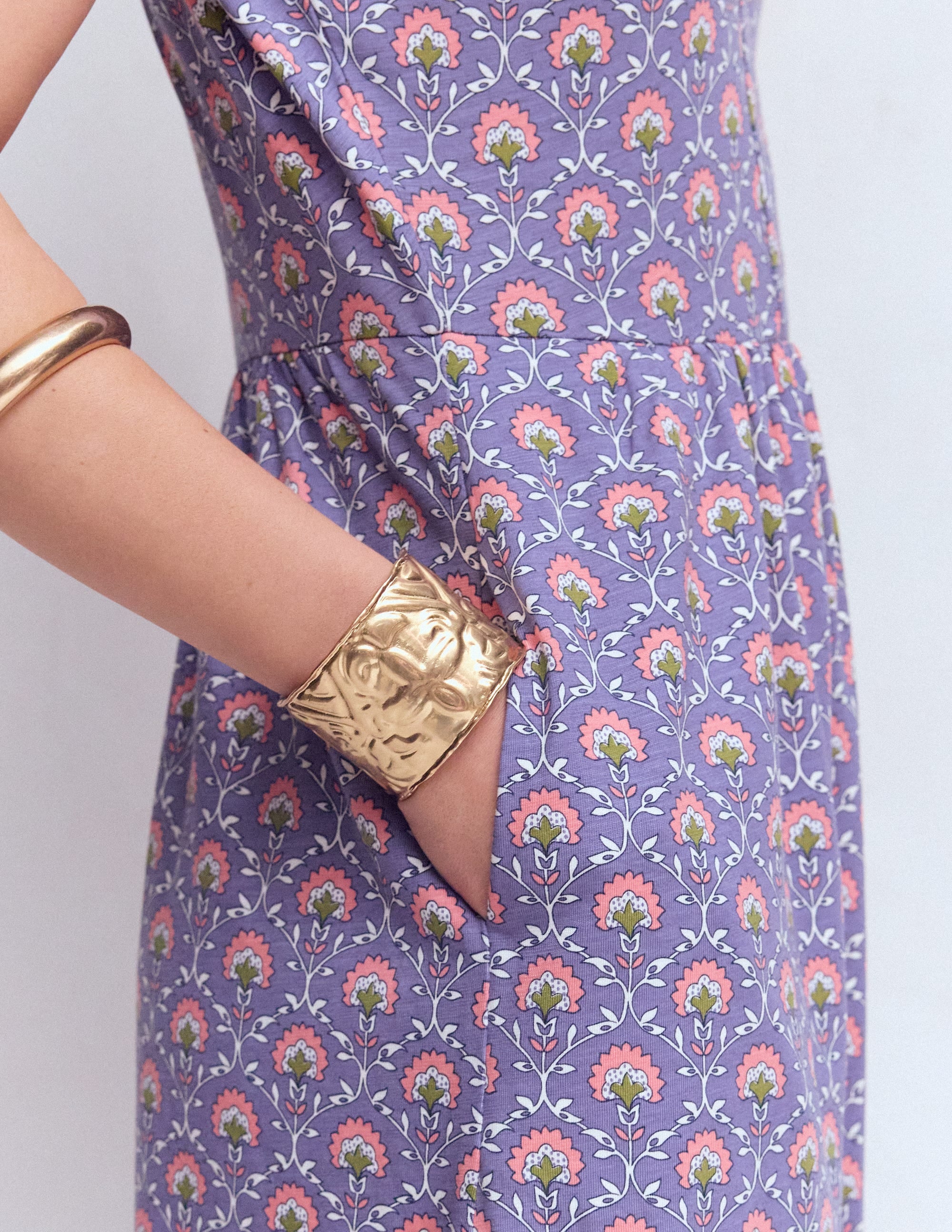 Naomi Short Sleeve Dress - Purple Thistle, Flower Lattice | Boden USA