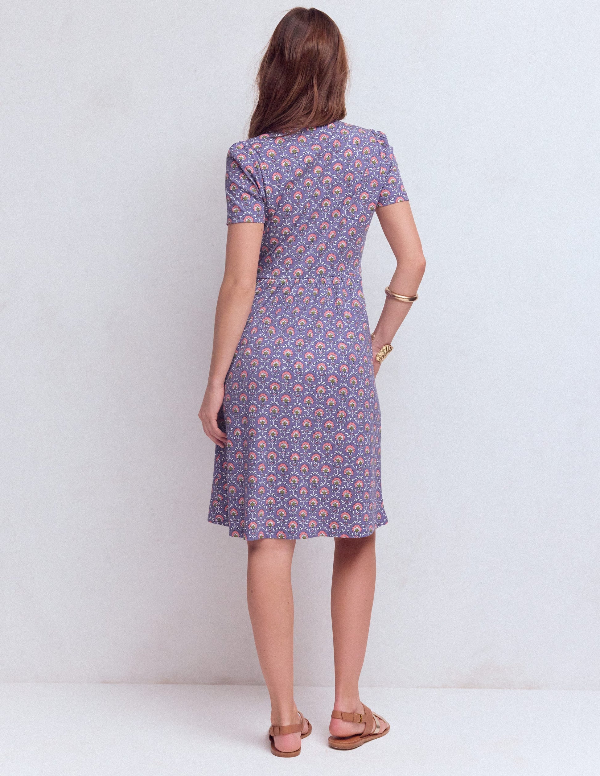 Naomi Short Jersey Dress-Purple Thistle, Flower Lattice | Boden USA Naomi Short Jersey Dress-Purple Thistle, Flower Lattice | Boden USA